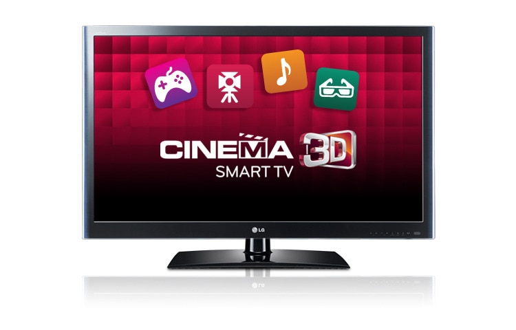 Front view of 65&#34; Cinema 3D TV, Smart TV, LG Apps, Smart Share, Web Browser, Magic Motion Remote Control, Trumotion 240Hz, 2D to 3D Conversion, Certified Flicker-Free, Battery Free Glasses 65LW6500