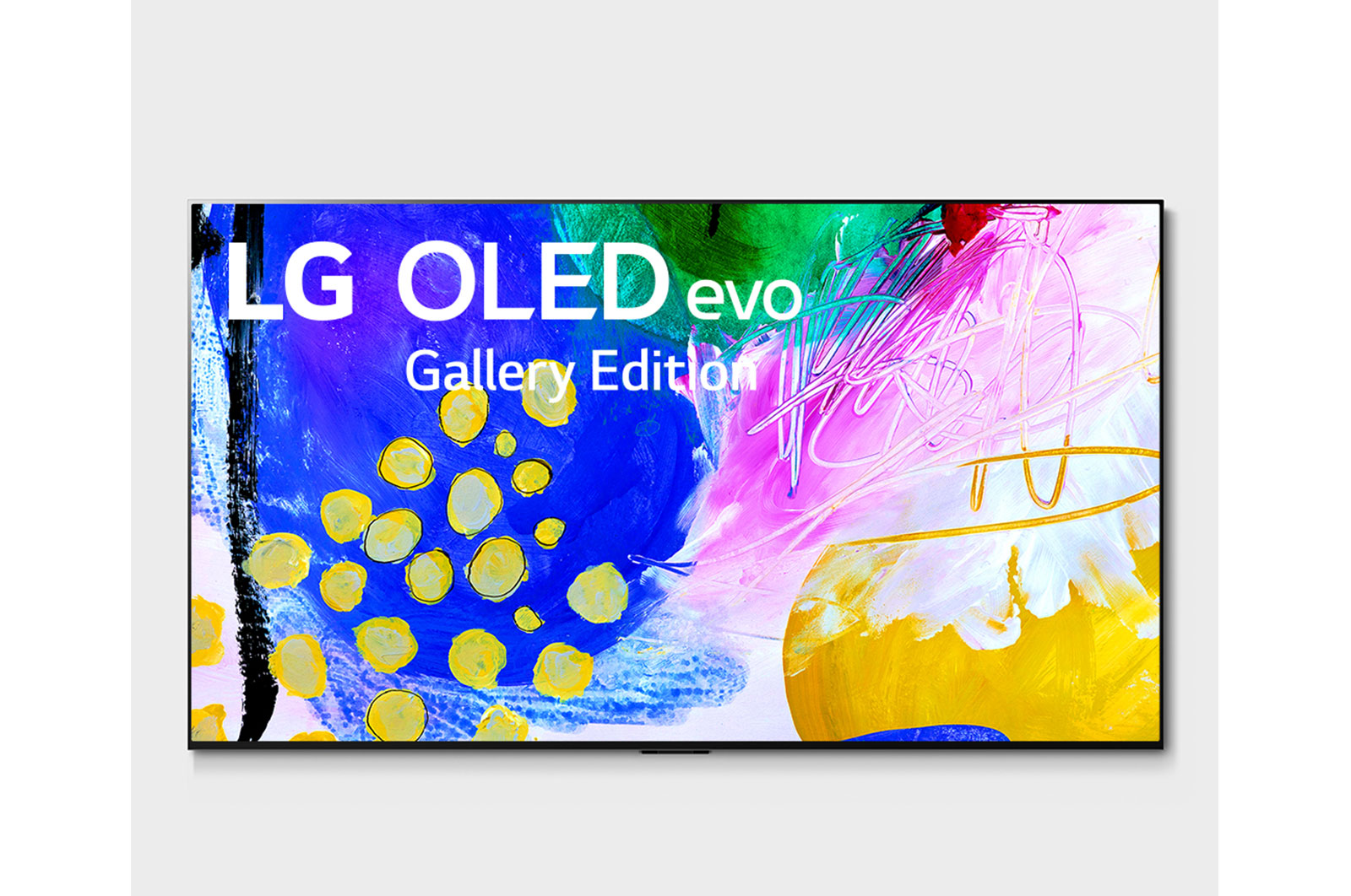 Front view with LG OLED evo Gallery Edition on the screen