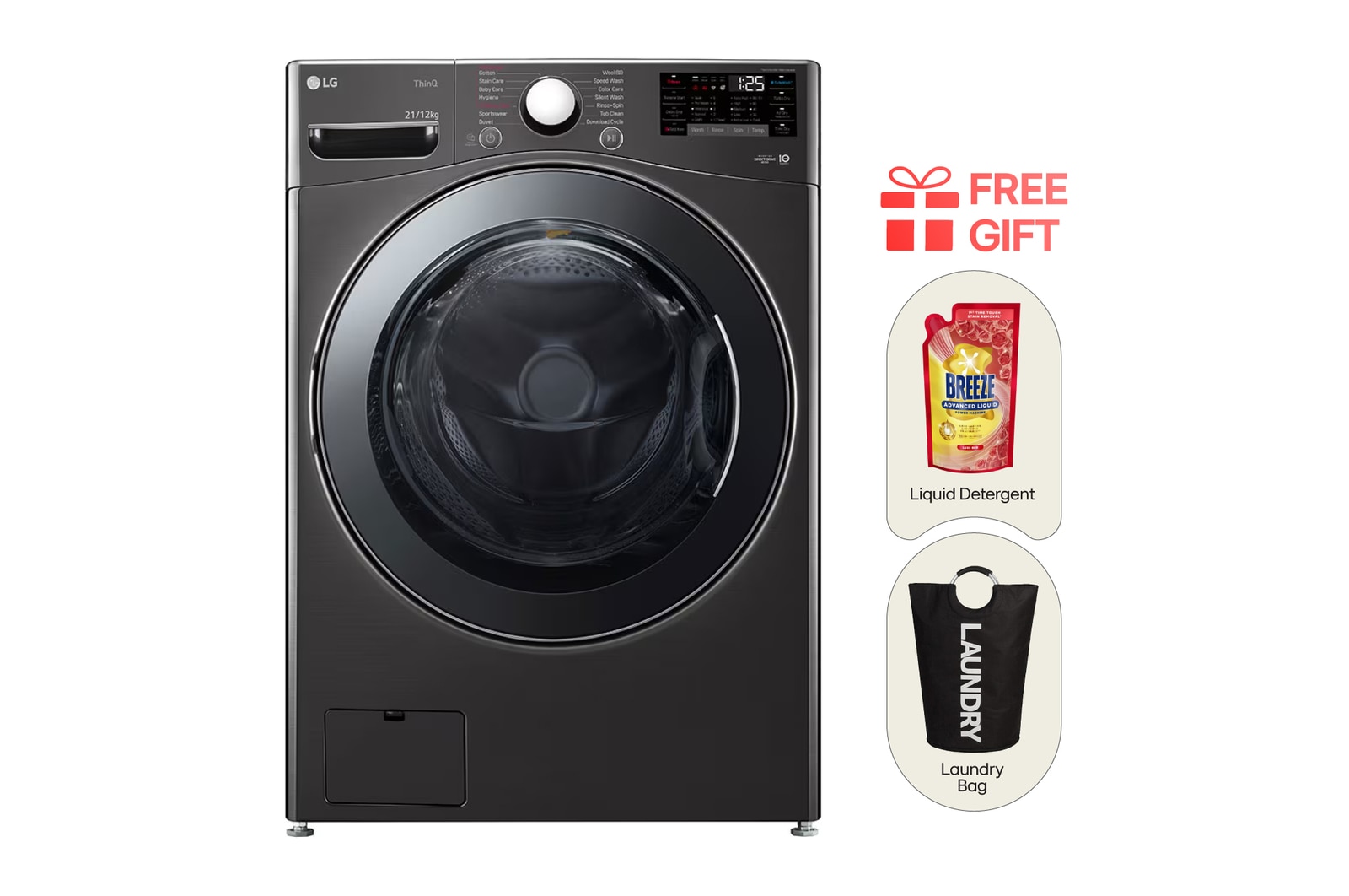 Front view of 21KG Front Load Washing Machine with AI DD™ and TurboWash 360˚ F2721HVRBC