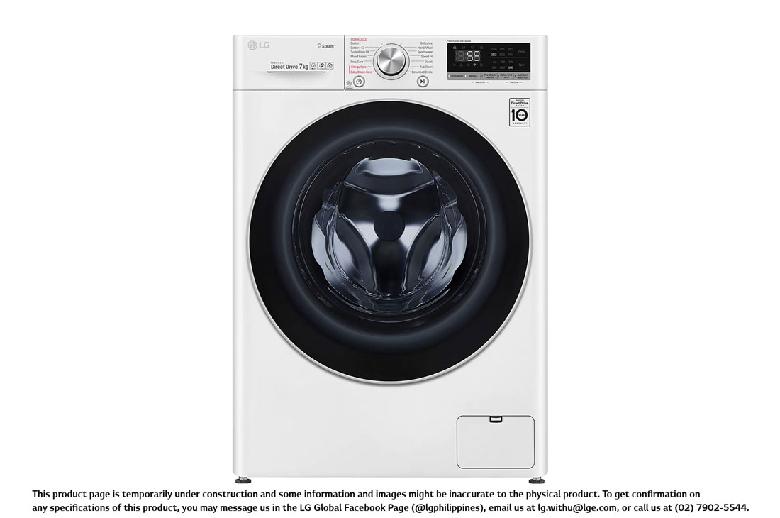 Front view of 7.0 Kg Front Load Washing Machine, Inverter Direct Drive, 6 Motion Technology FC1407S4W