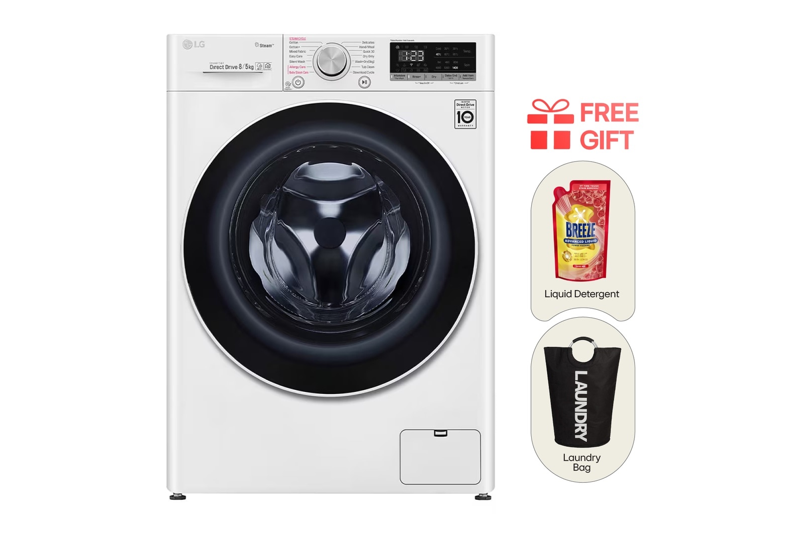 Front view of 8/5KG Front Load Combo Washer Dryer with AIDD FV1208D4W