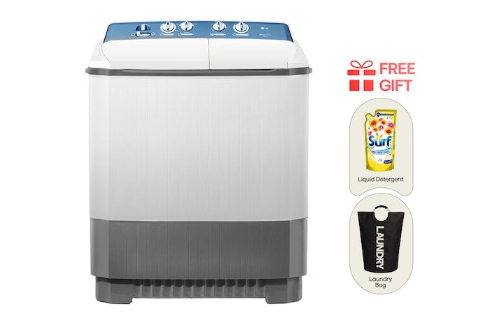 LG 10KG Twin Tub Washing Machine with Punch+ 3 Water Selector, PT1000R