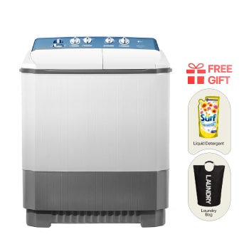 Front view of 10KG Twin Tub Washing Machine with Punch+ 3 Water Selector PT1000R