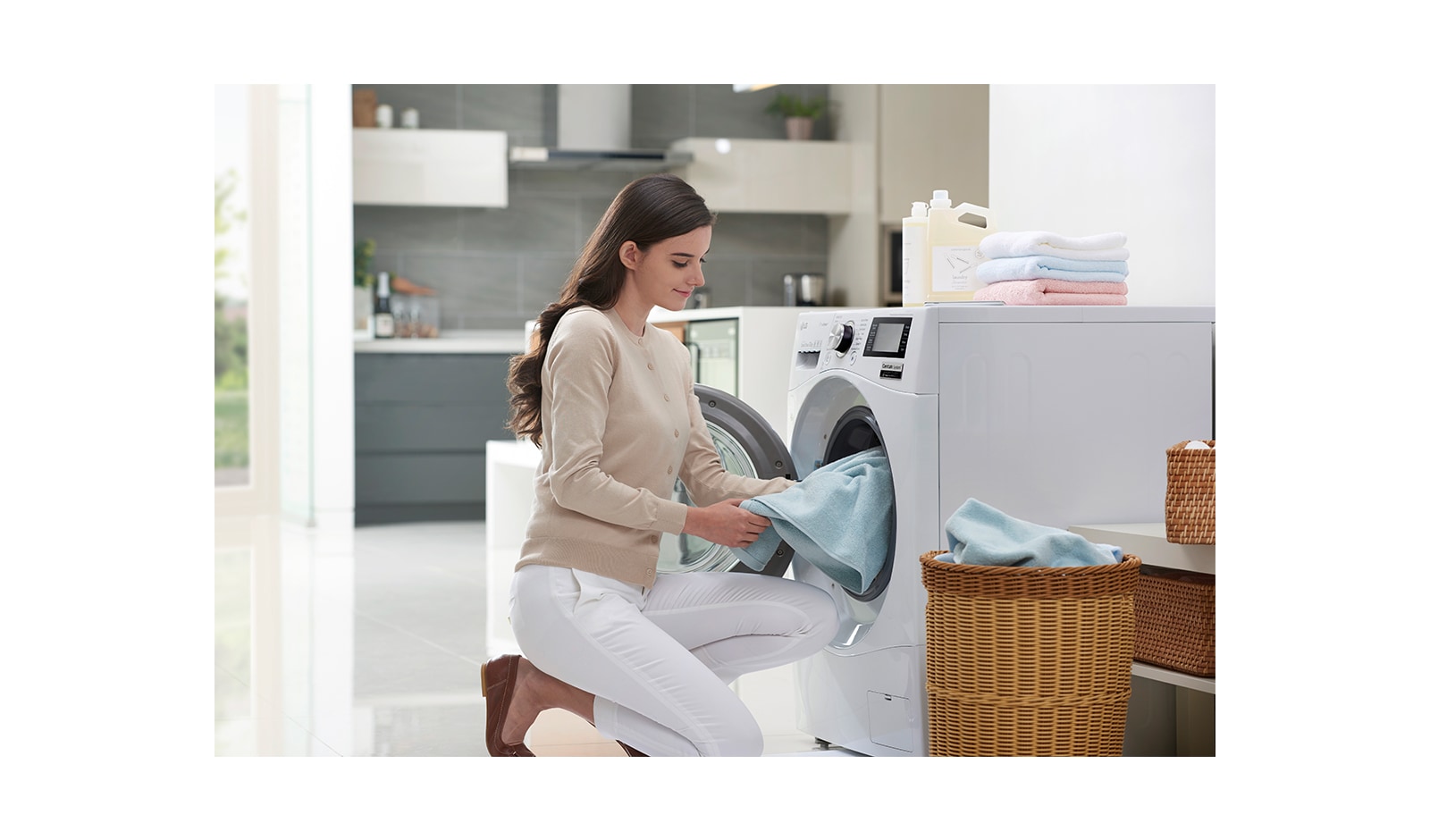 LG 8kg, Auto Load Detection, Baby Care Program, Embossing Drum, Standby Zero Power, WD-1096QDT