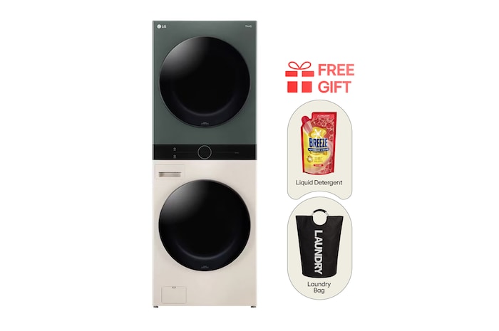 LG 14/10KG Objet WashTower™ All-In-One Stacked Washer Dryer, WT1410NHEG