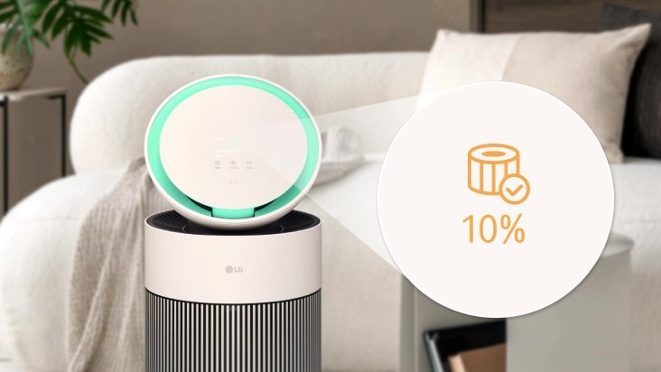 Video showcasing LG air purifier's filter reminder feature, notifying users when it's time to replace the filter	