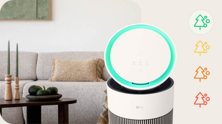 LG air purifier's filter reminder feature, notifying users when it's time to replace the filter	
