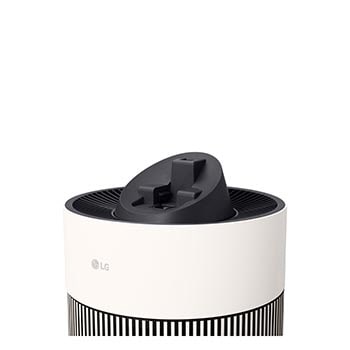 Image showing the LG air purifier with its head component detached for cleaning