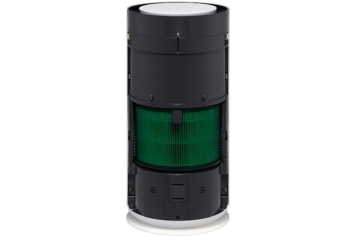 Front view of LG air purifier with visible internal filters