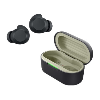 cradle side view with earbuds apart