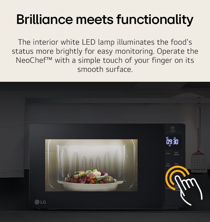 The food is cooked inside with LED function in the kitchen where the lights are off.