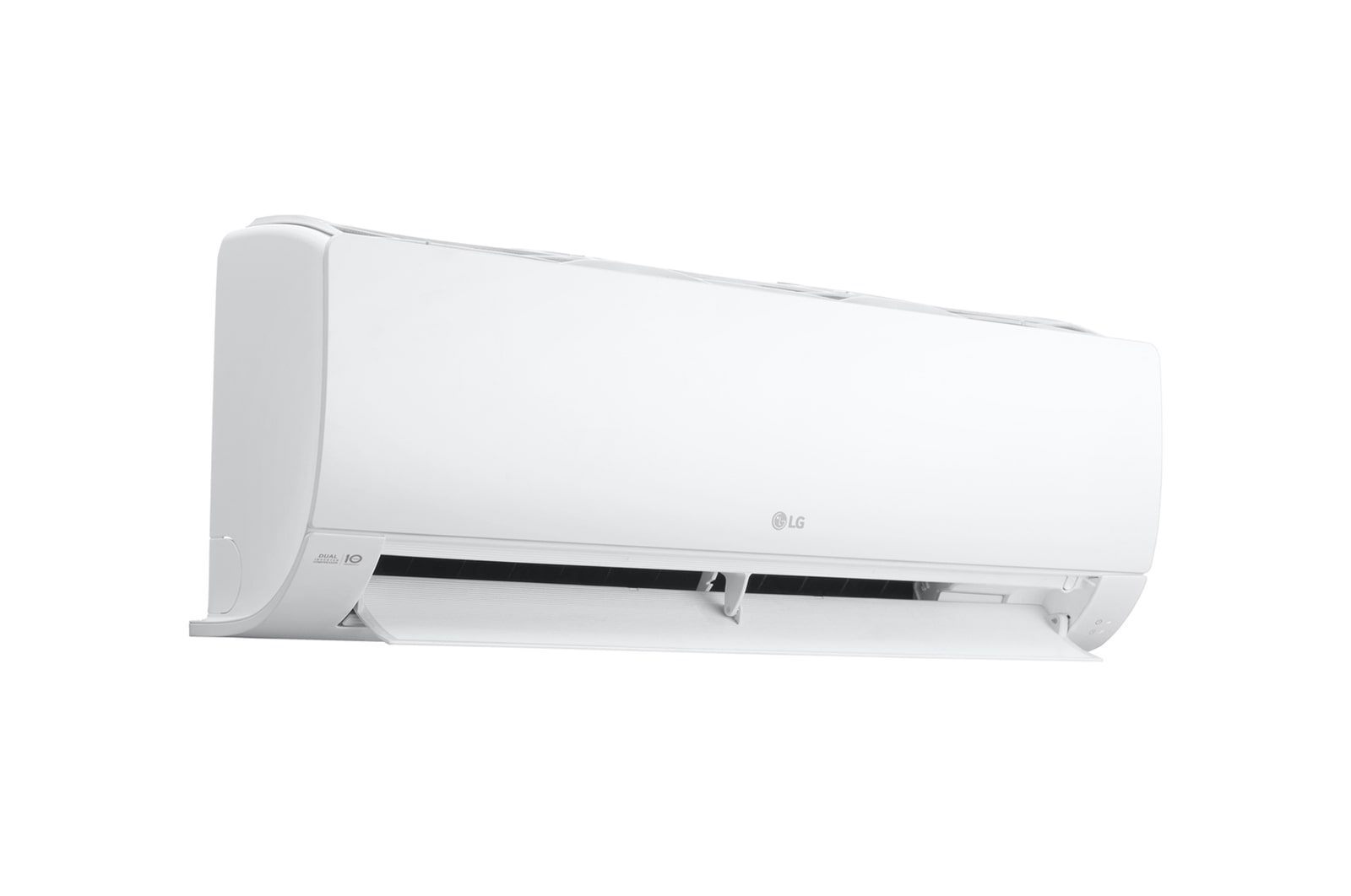 Left side of the lg wall mounted air conditioner with wide open vane
