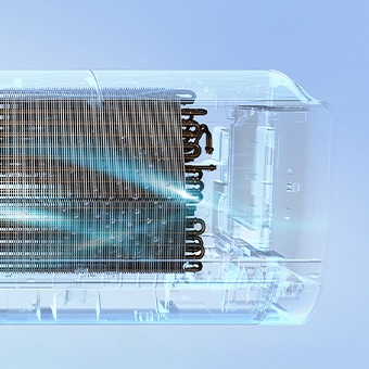 Image of clean air flow through an air conditioner cooling coil