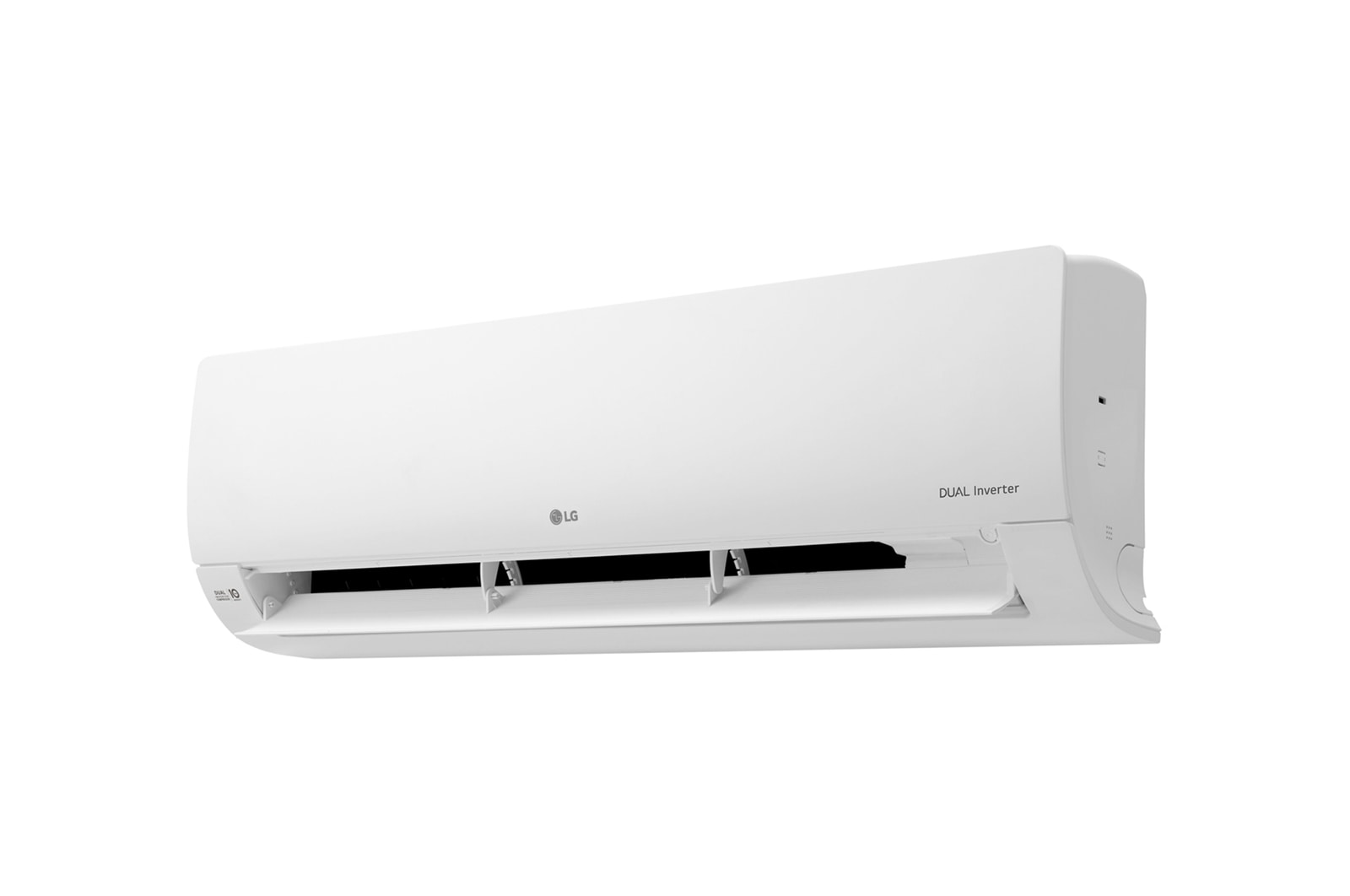 Right side of the lg wall mounted air conditioner with wide open vane