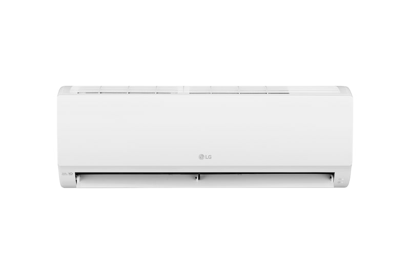 Front view of the LG wall mounted air conditioner with open vane