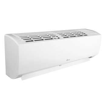 Top-left view of the LG wall mounted air conditioner with open vane