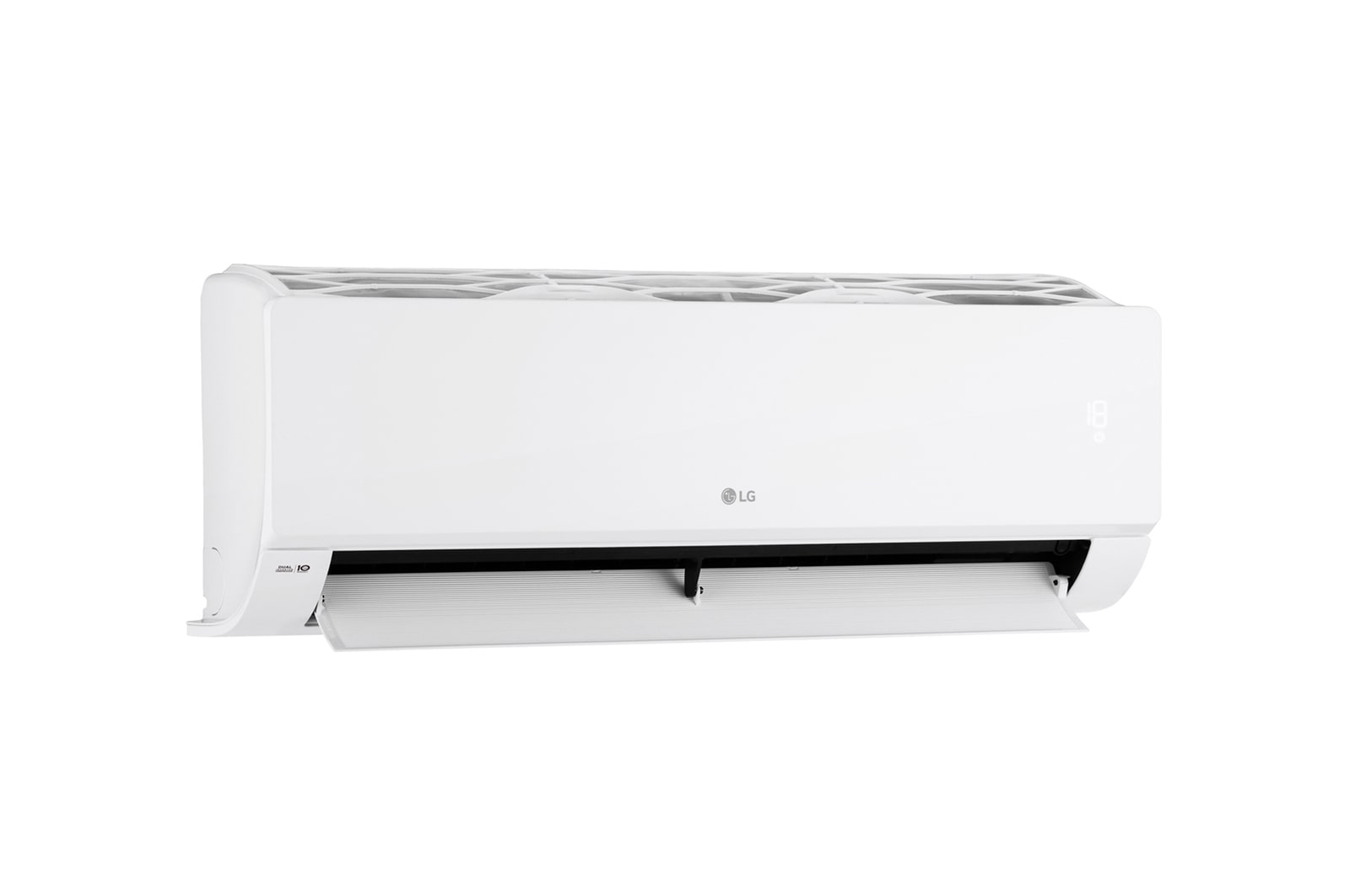 Left side of the LG wall mounted air conditioner with wide open vane
