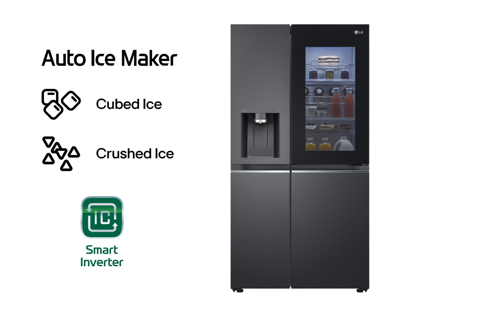 LG 23.8 Cu. Ft. InstaView Side-by-Side Refrigerator with Ice & Water Dispenser, RVS-X238MC