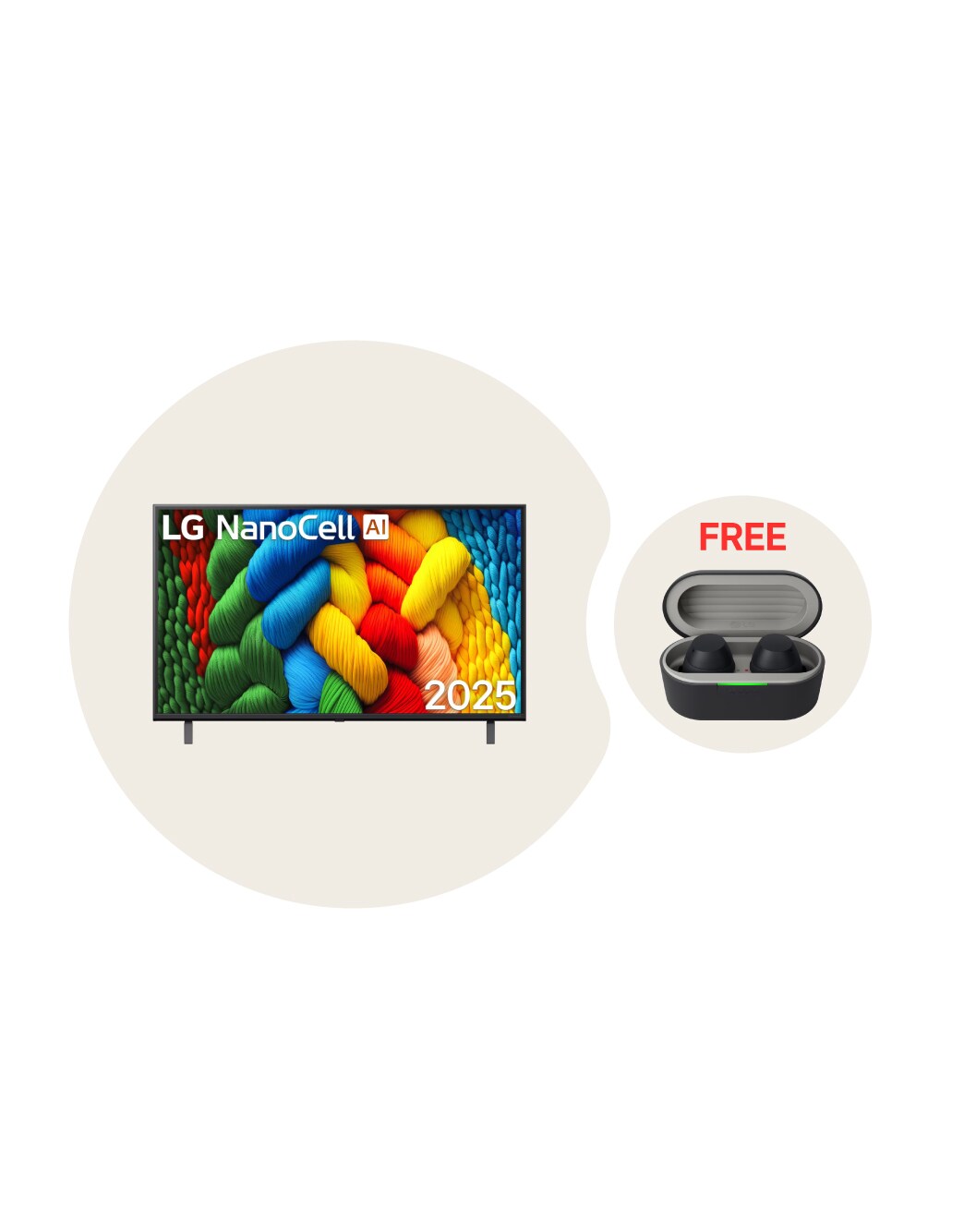 43 Inch LG NanoCell AI NANO80 4K Smart TV 2025 & LG xboom Buds | LG ...