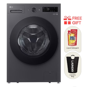 Front view of 15/8KG Slim Front Load Combo Washer Dryer with AI Direct Drive™ and Pet Care Wash Cycle F2515RNEG