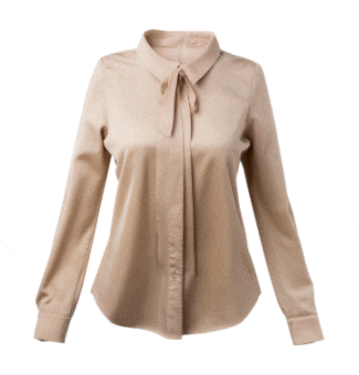 Beige blouse overlaid with digital sensing motion, representing AI Wash fabric detection