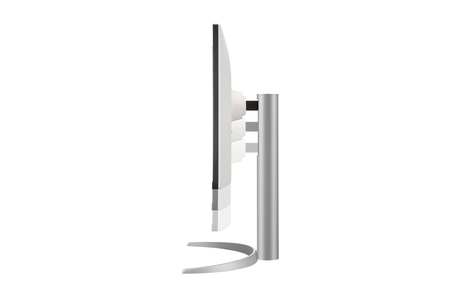 side view of the monitor moving downwards for height adjustment
