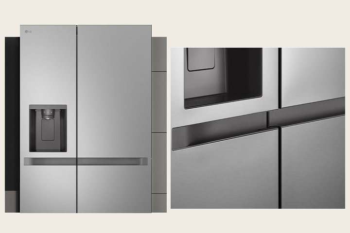 There is a scene where the product is installed in the kitchen, and on the right side, there is a scene where the handle part is close-up.