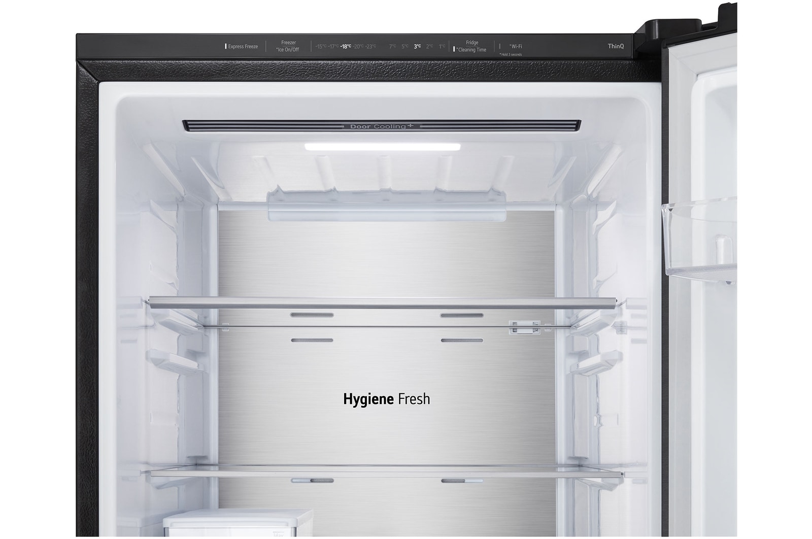 detailed view of the refrigerator compartment top