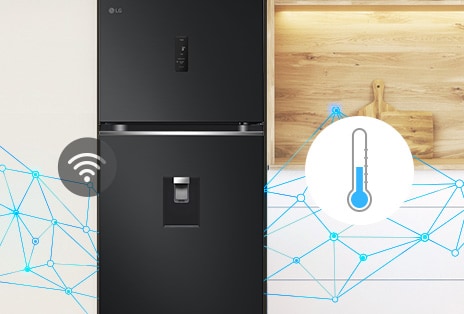 lg top freezer refrigerator utilizing smart fresh air algorithm to analyze usage patterns over a 3-week period for optimized cooling performance.