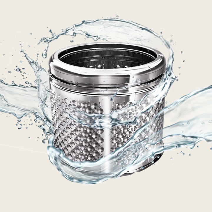 Water surrounding a clean tub