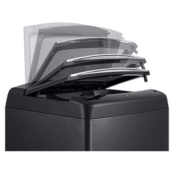 stainless drum and filter detail of LG top load washing machine