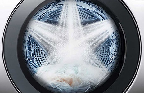 This is an image of water coming out of the washing machine in 5 directions.