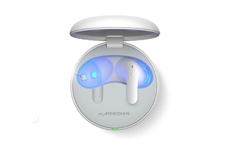 A image of LG TONE Free with UV Nano on.