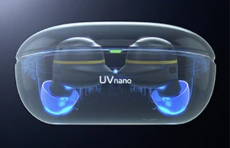 A image of LG TONE Free with UV Nano on.