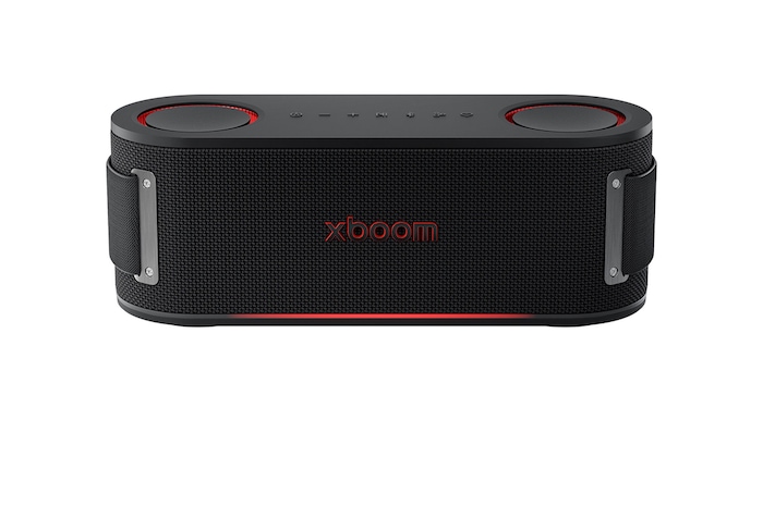 Front view of l LG xboom Bounce by will.i.am | Bluetooth Speaker | xboom Signature Sound with Upward Passive Radiators xboom Bounce