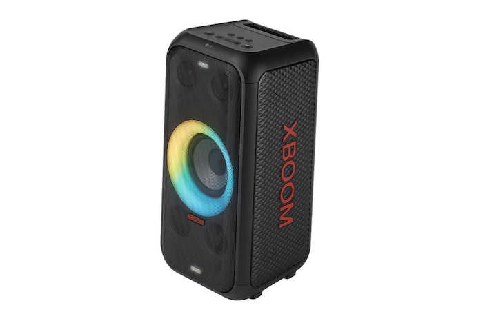 Right side forward with all lighting on. It shows XBOOM logo.