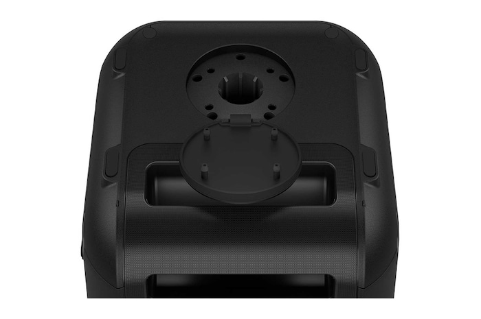 Close up of a bottom, showing speaker stand mount.