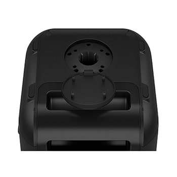 Close up of a bottom, showing speaker stand mount.