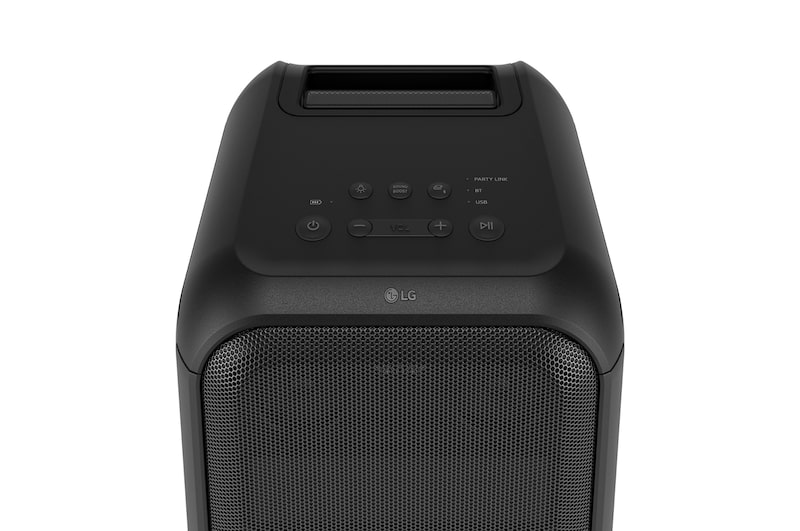 45-degree angle of top view. It shows buttons and LG logo.