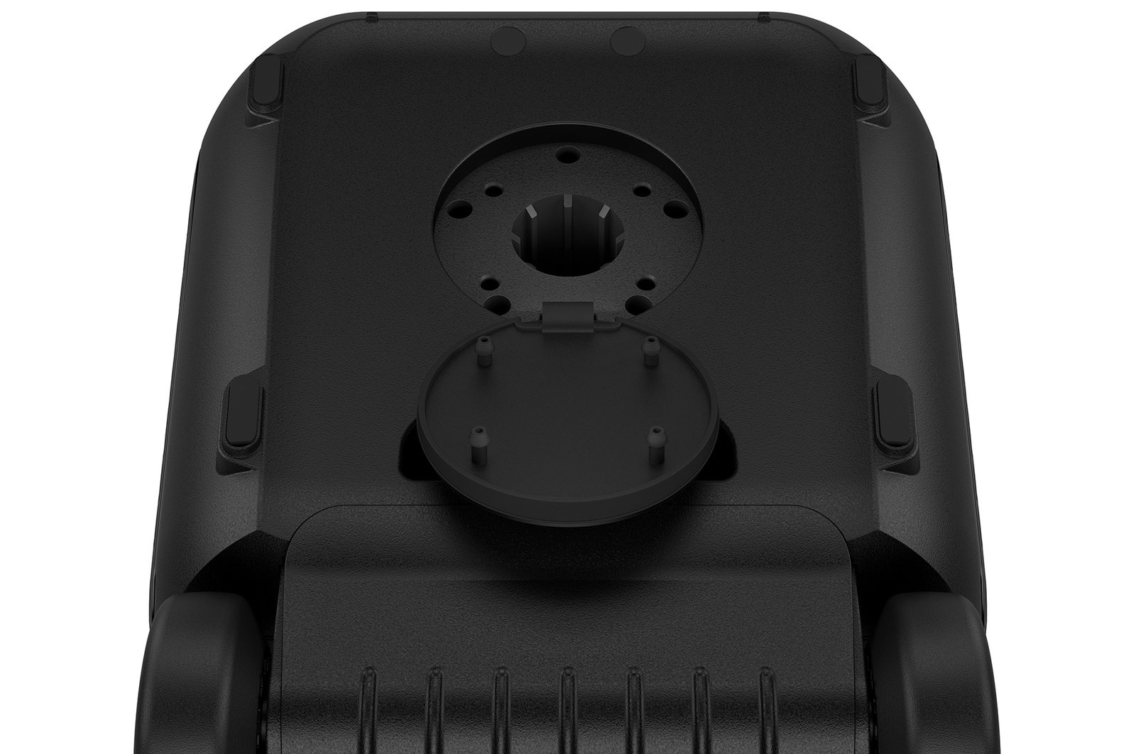 Close up of a bottom, showing speaker stand mount.
