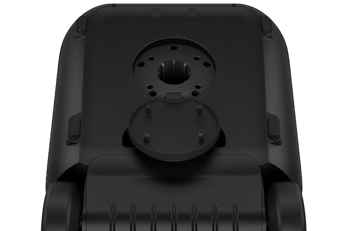 Close up of a bottom, showing speaker stand mount.
