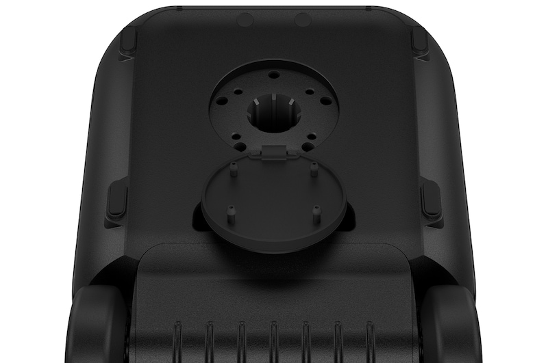 Close up of a bottom, showing speaker stand mount.
