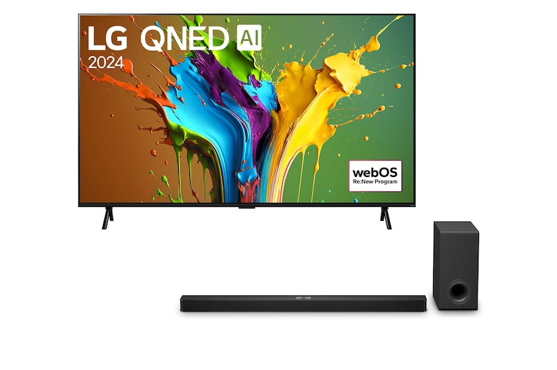 Front view of Oferta w zestawie: 98" QNED AI TV + soundbar S90TY 98QD89-90TY.BUNDLE