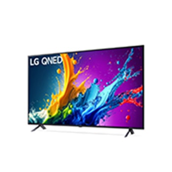Widok z lewej strony lekko pod kątem na LG QNED TV, QNED80