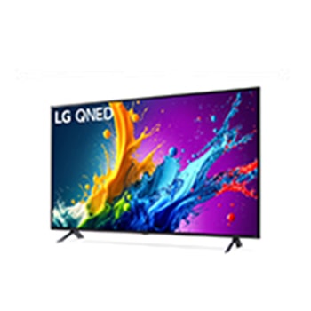 Widok z lewej strony lekko pod kątem na LG QNED TV, QNED80