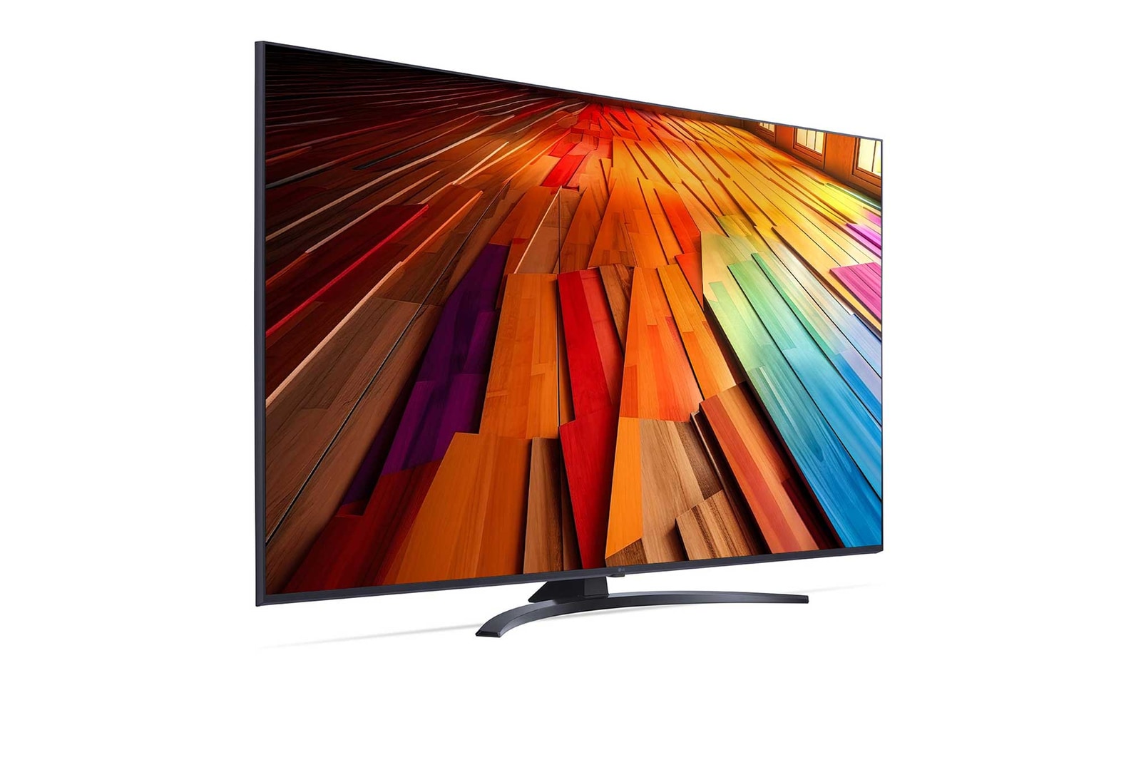 Widok z lewej strony lekko pod kątem na LG UHD TV, UT81