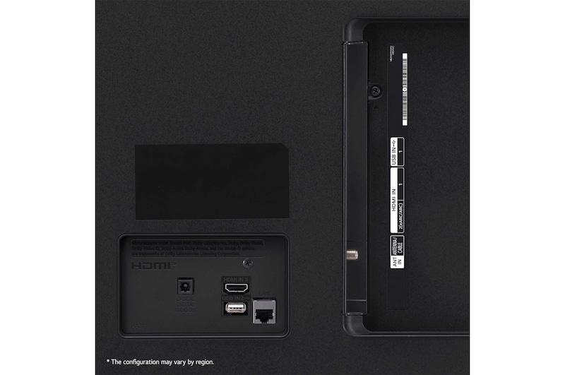 Widok z tyłu na telewizor LG UHD, UT81