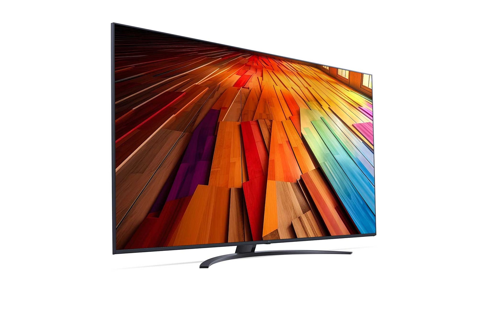 Widok z lewej strony lekko pod kątem na LG UHD TV, UT81
