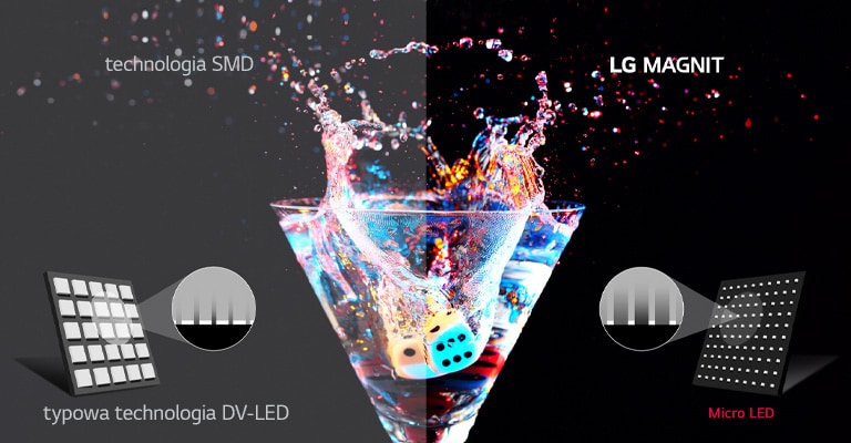 Tradycyjne diody LED typu SMD wykorzystują większe chipy, a kolor obudowy chipów LED nadaje ekranowi ogólny, szarawy wygląd. Natomiast w technologii Micro LED mikroskopijne chipy są bezpośrednio osadzane na podłożu, a obszary pomiędzy chipami pozostają czarne, co pozwala uzyskać głębokie odwzorowanie czerni. 