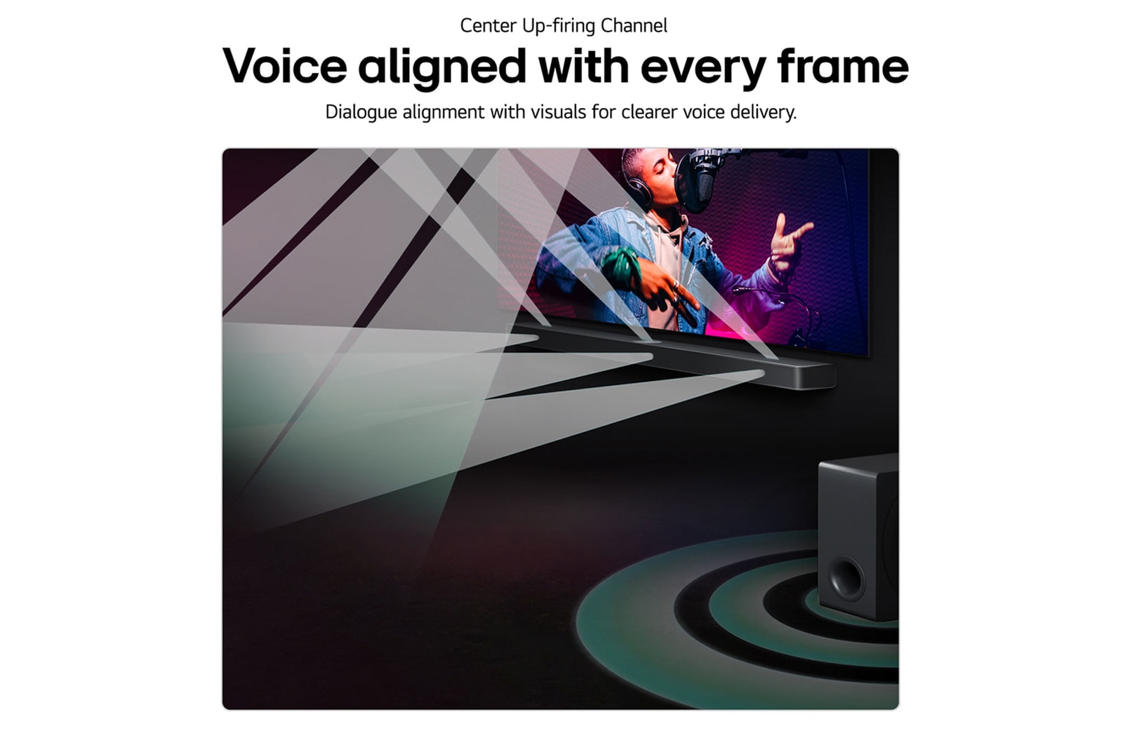 Widok z tyłu, pod kątem na LG Soundbar S80TY